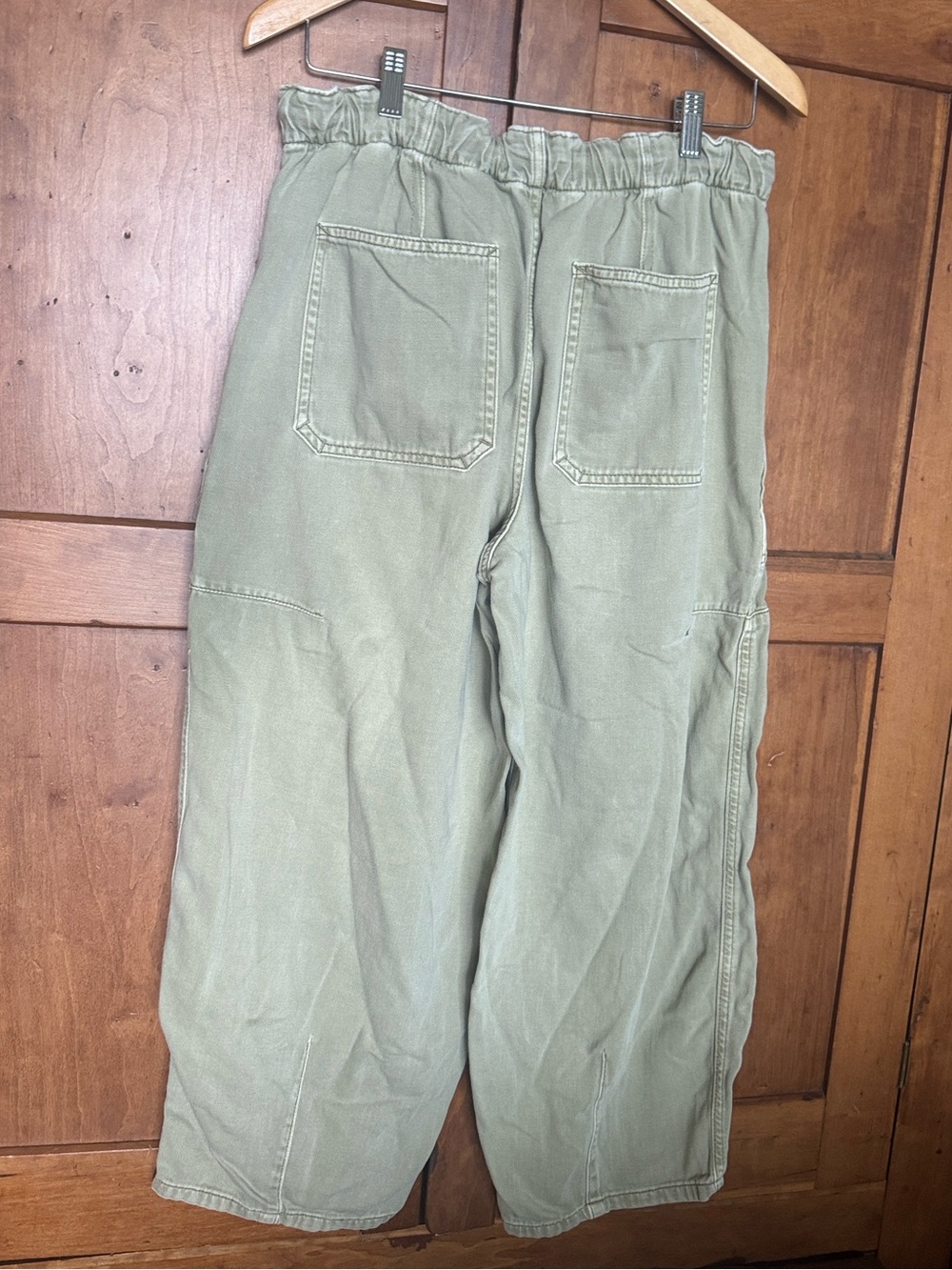 We The Free Olive Green Drawstring Barrel Elastic Back Pants - Picture 2 of 5